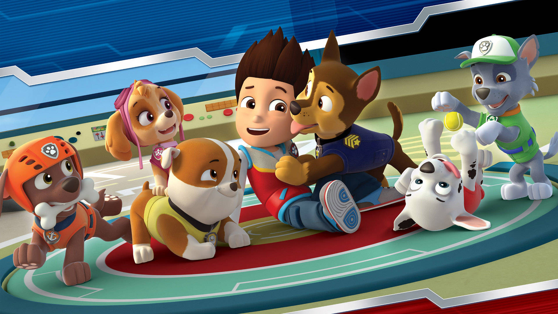 Paw Patrol Dogs With Ryder Background