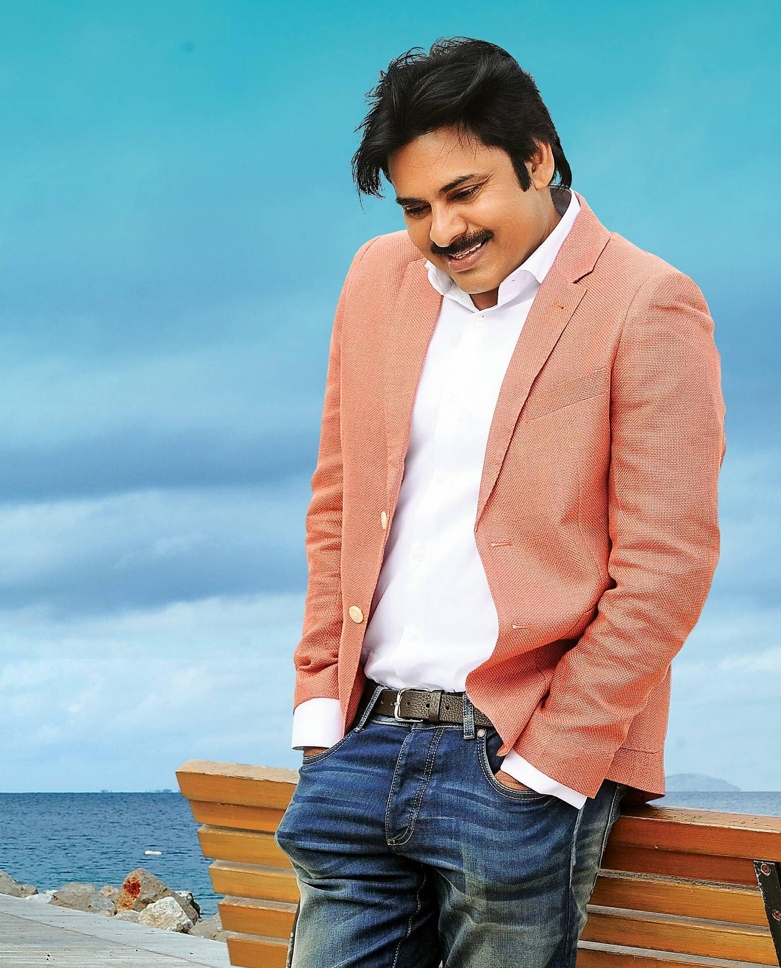 Pawan Kalyan In Pink Suit Background
