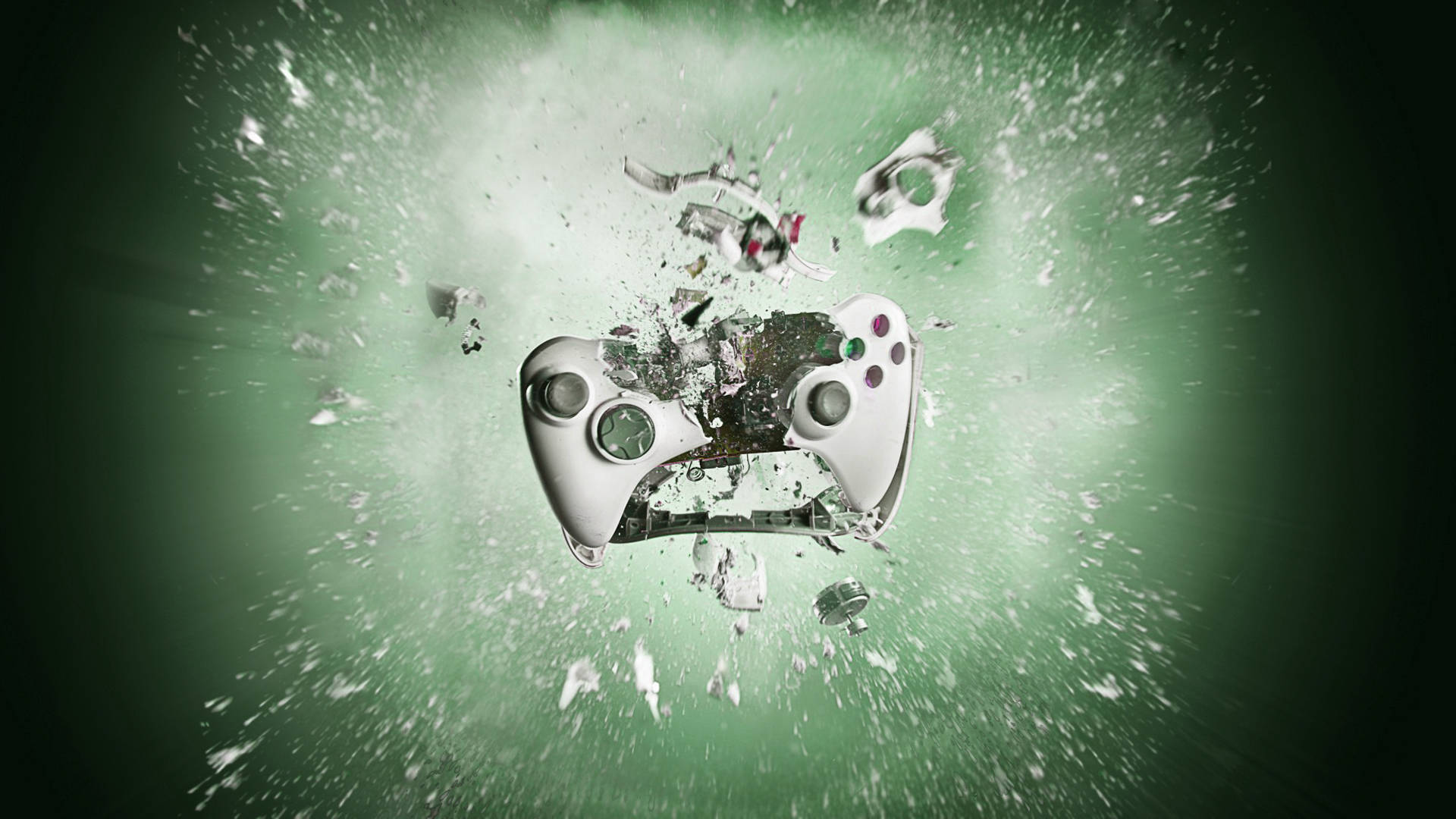 Pc Gaming Destroyed Controller Background