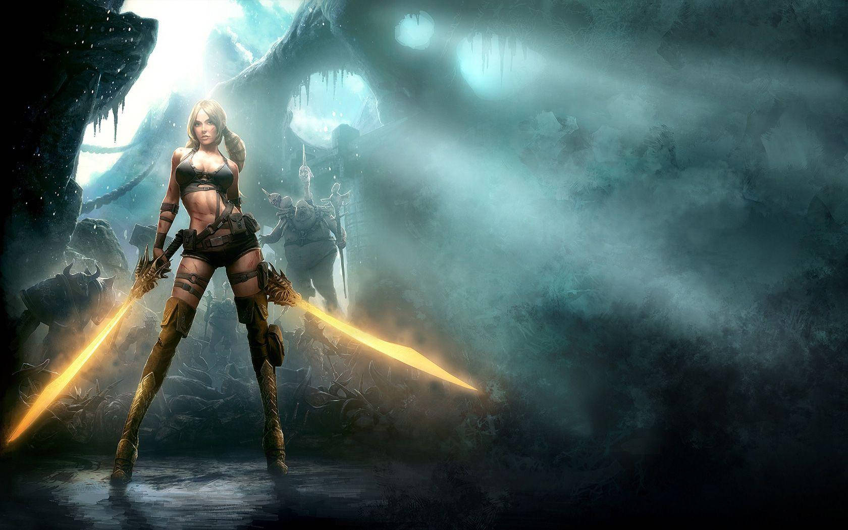 Pc Gaming Girl Fighter Background