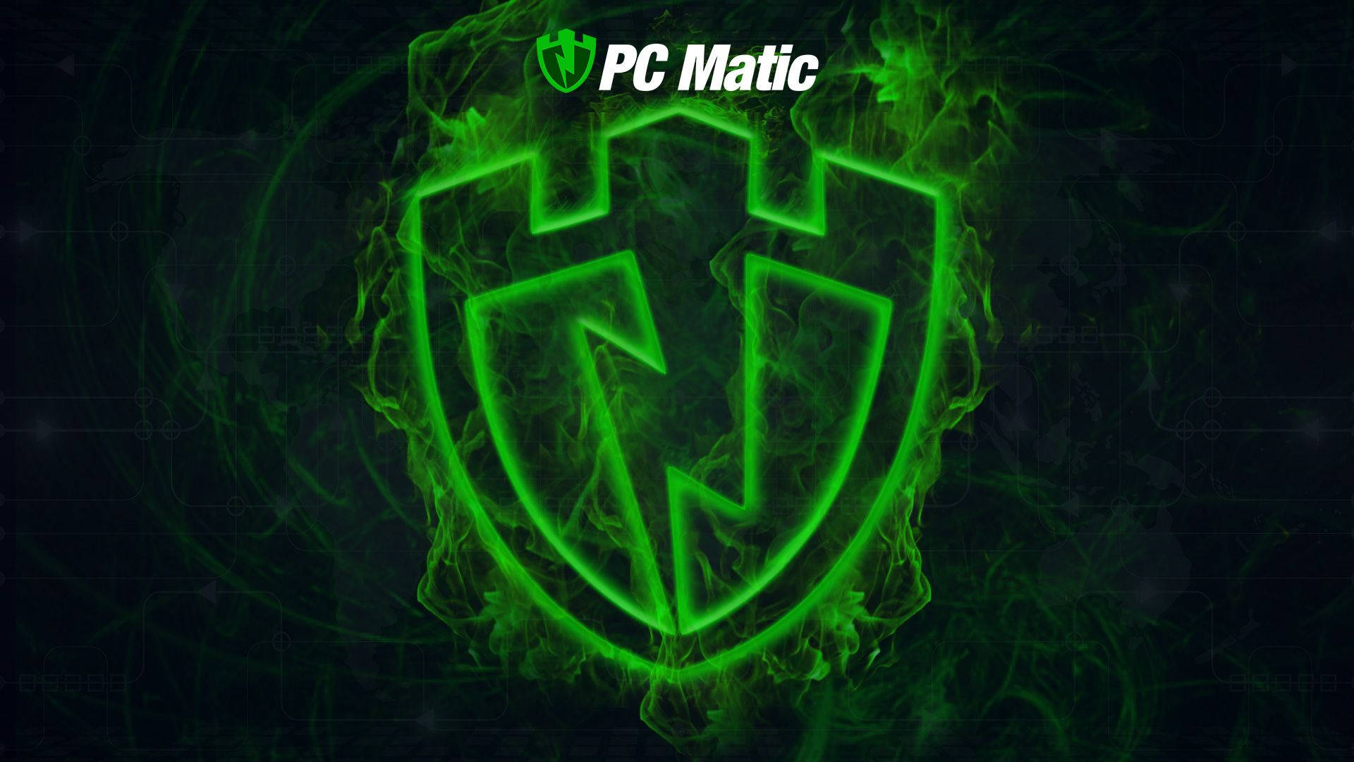 Pc Matic Brand Green Fire Logo Background