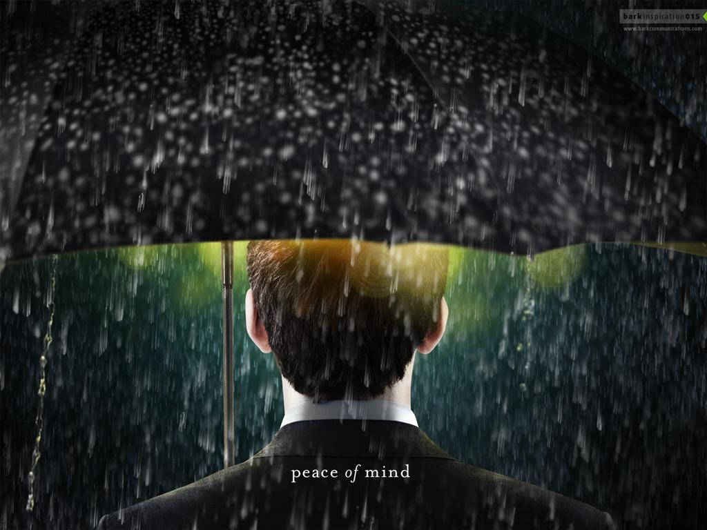 Peace Of Mind Man With Umbrella Background