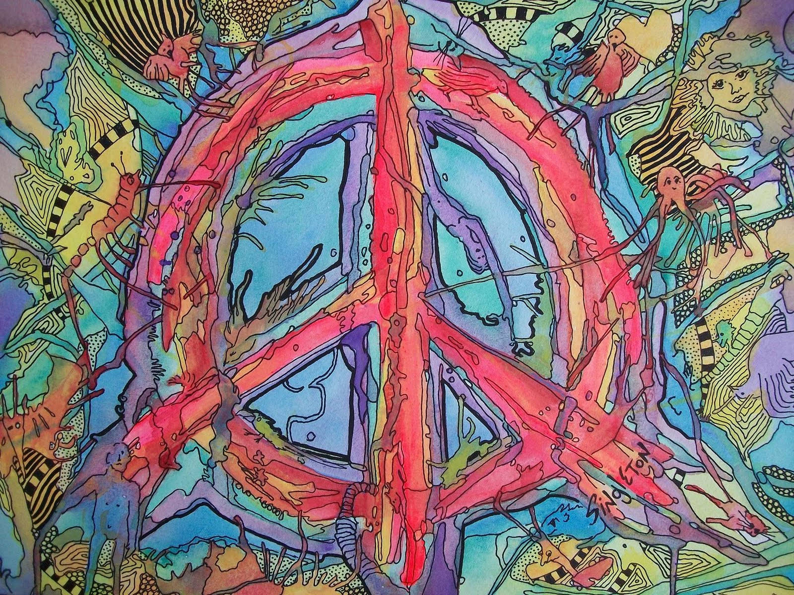 Peace Symbol Abstract Watercolor