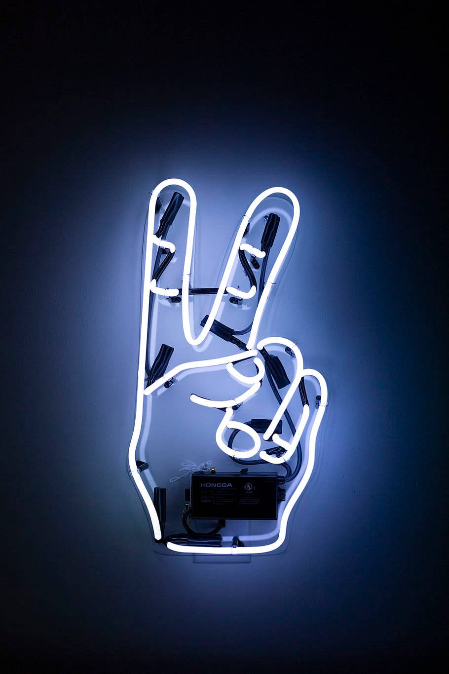 Peace Symbol Hand Blue Led