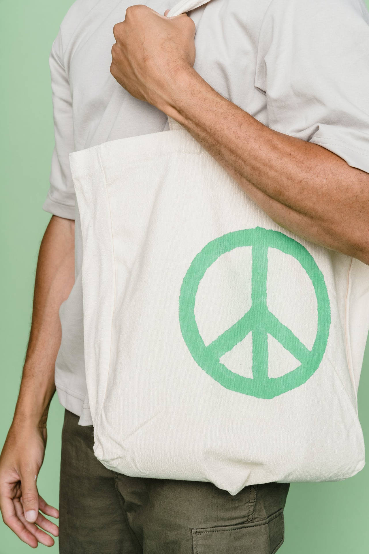 Peace Symbol On Tote Bag Background