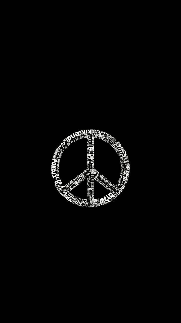 Peace Symbol Typography In Solid Black