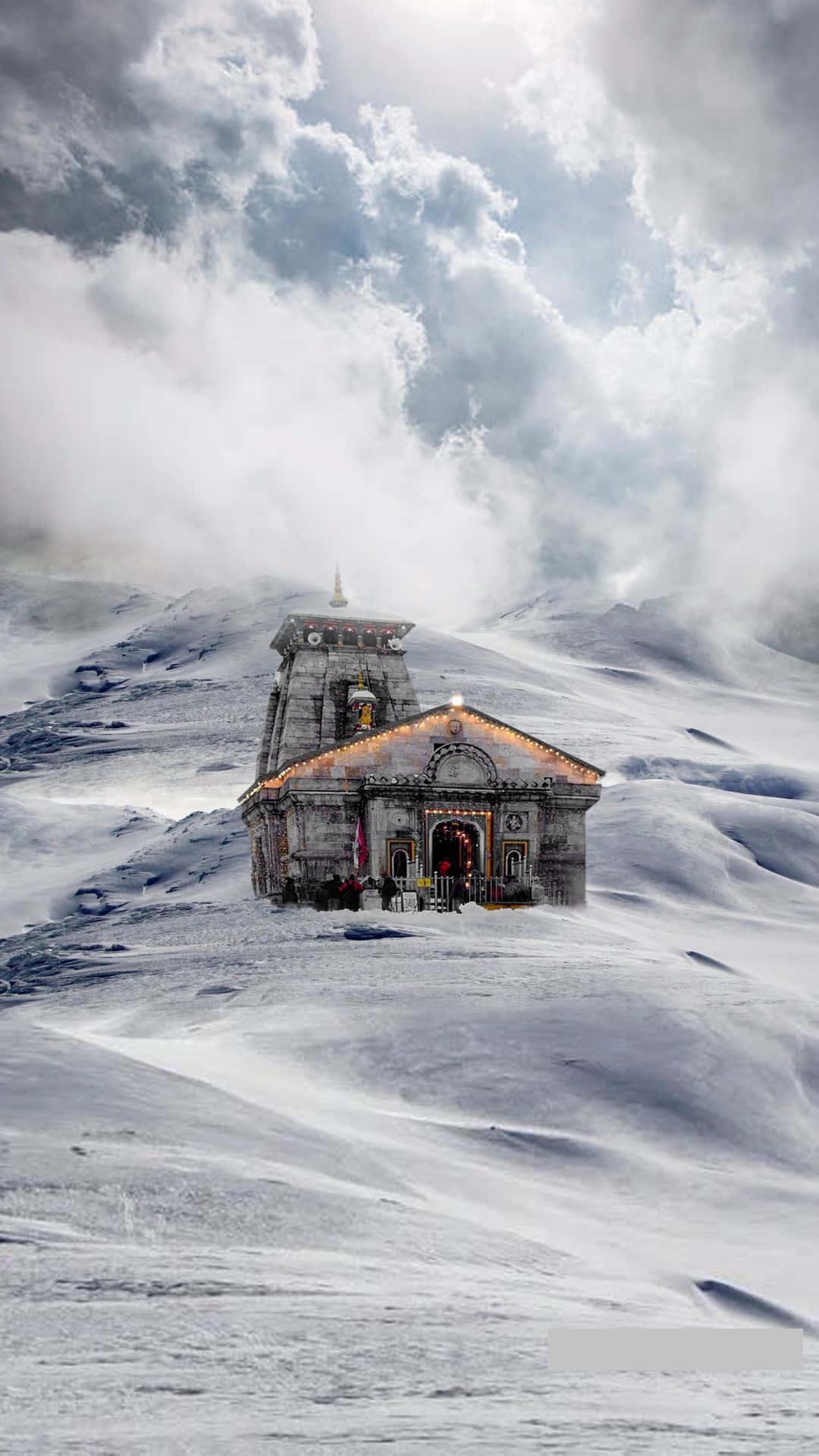Peaceful Kedarnath Temple High On A Mountain Background