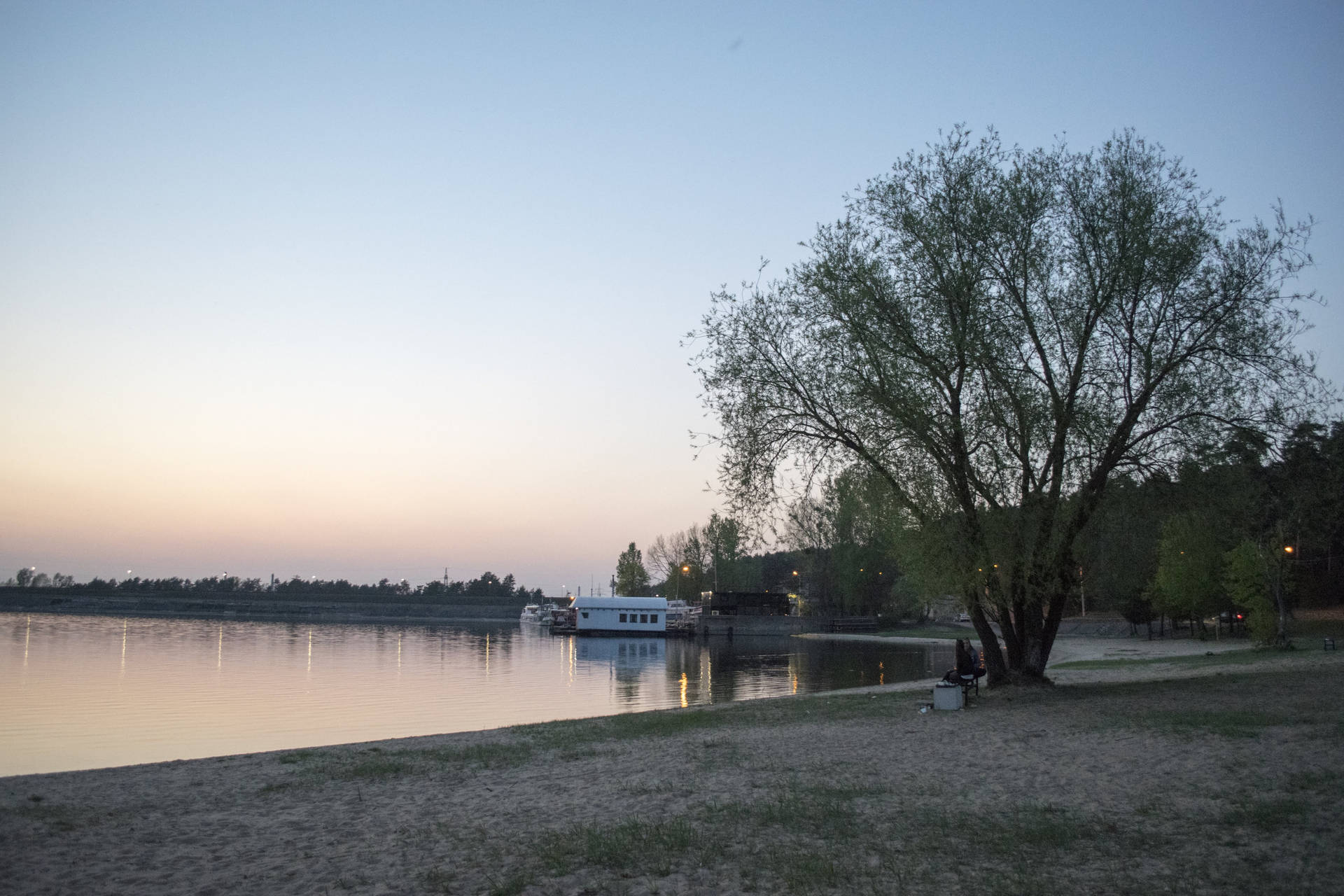 Peaceful Lake Dock In Lithuania Background