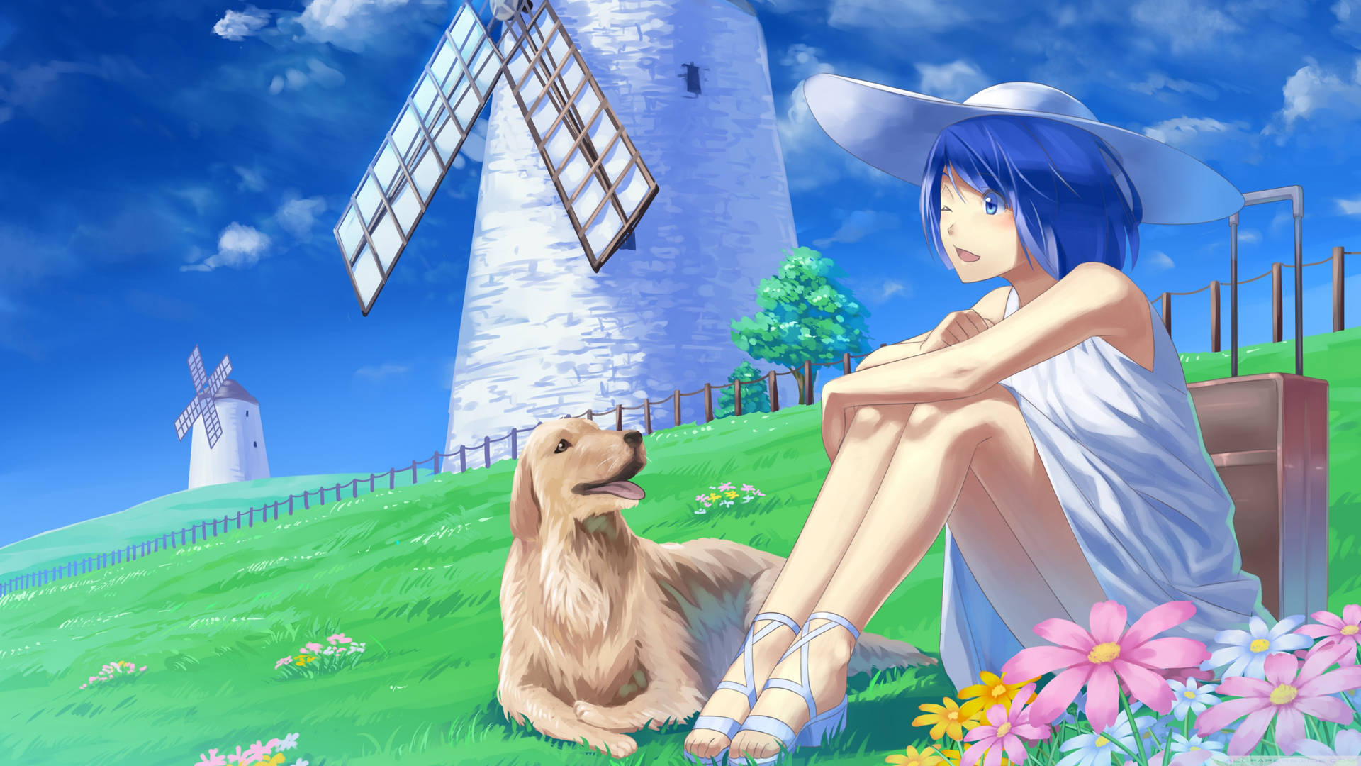 Peaceful Place Dog And Girl Background