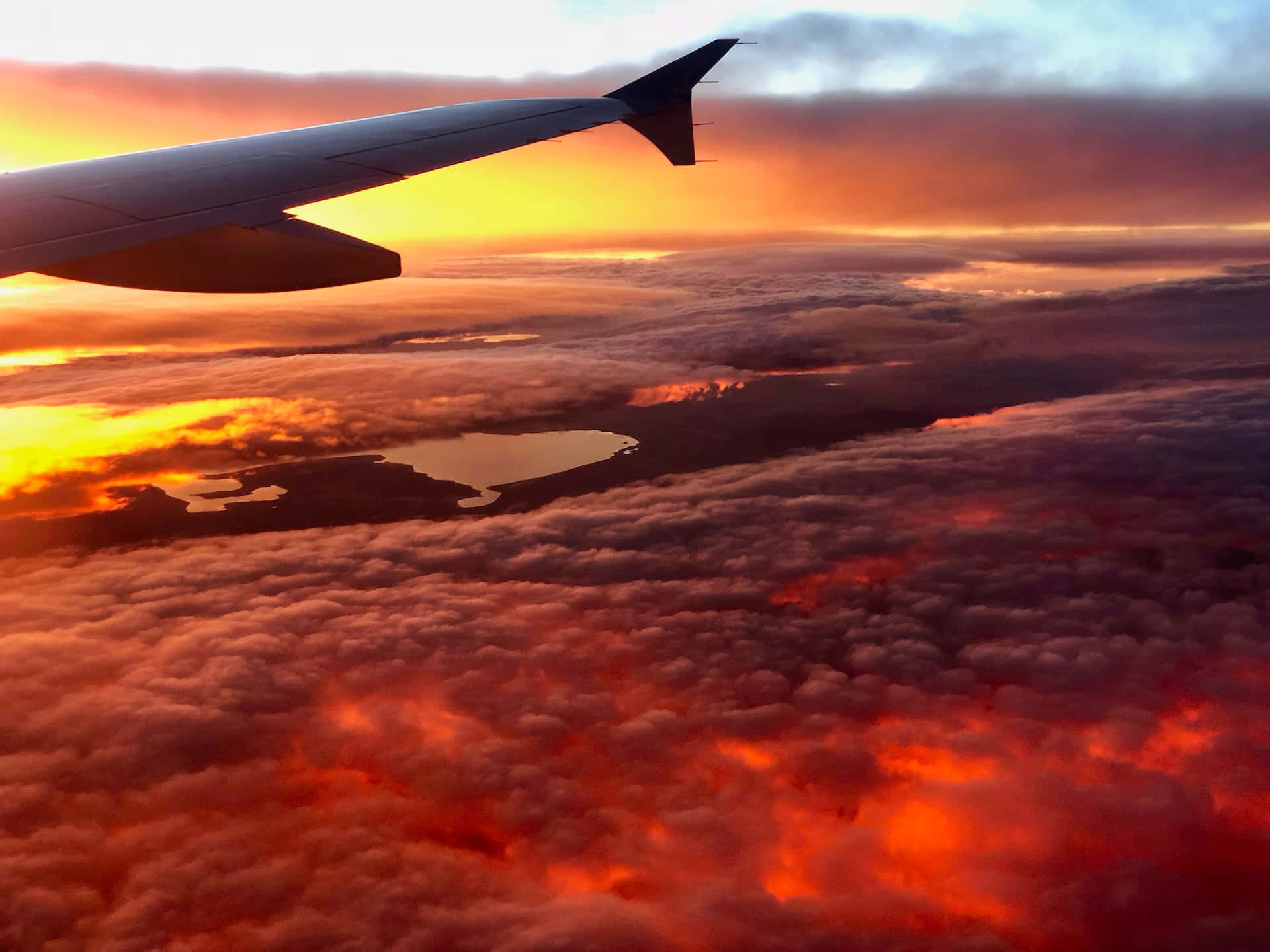 Peaceful Relaxing View From Airplane Window Background