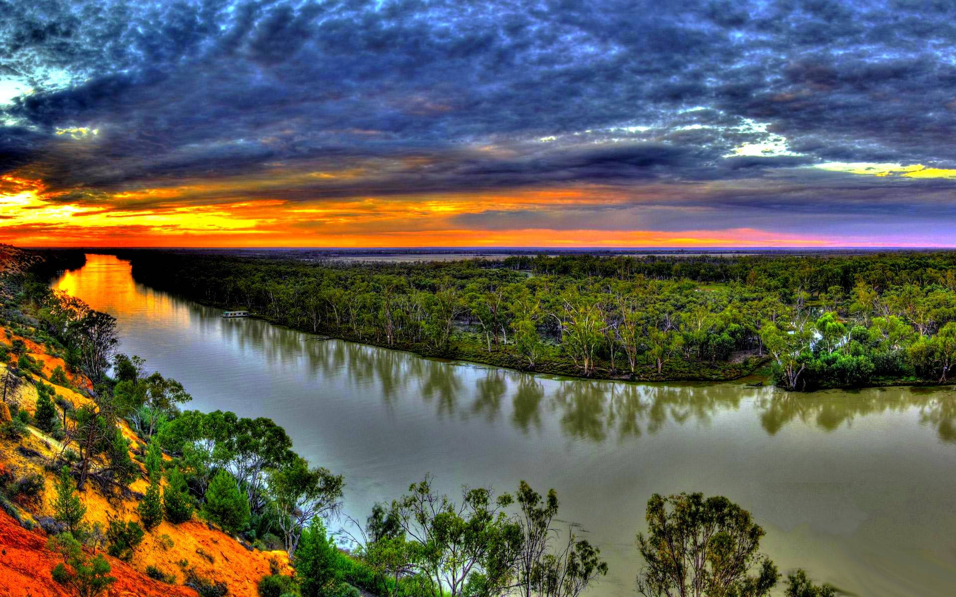 Peaceful River Contrasted By Colour Background