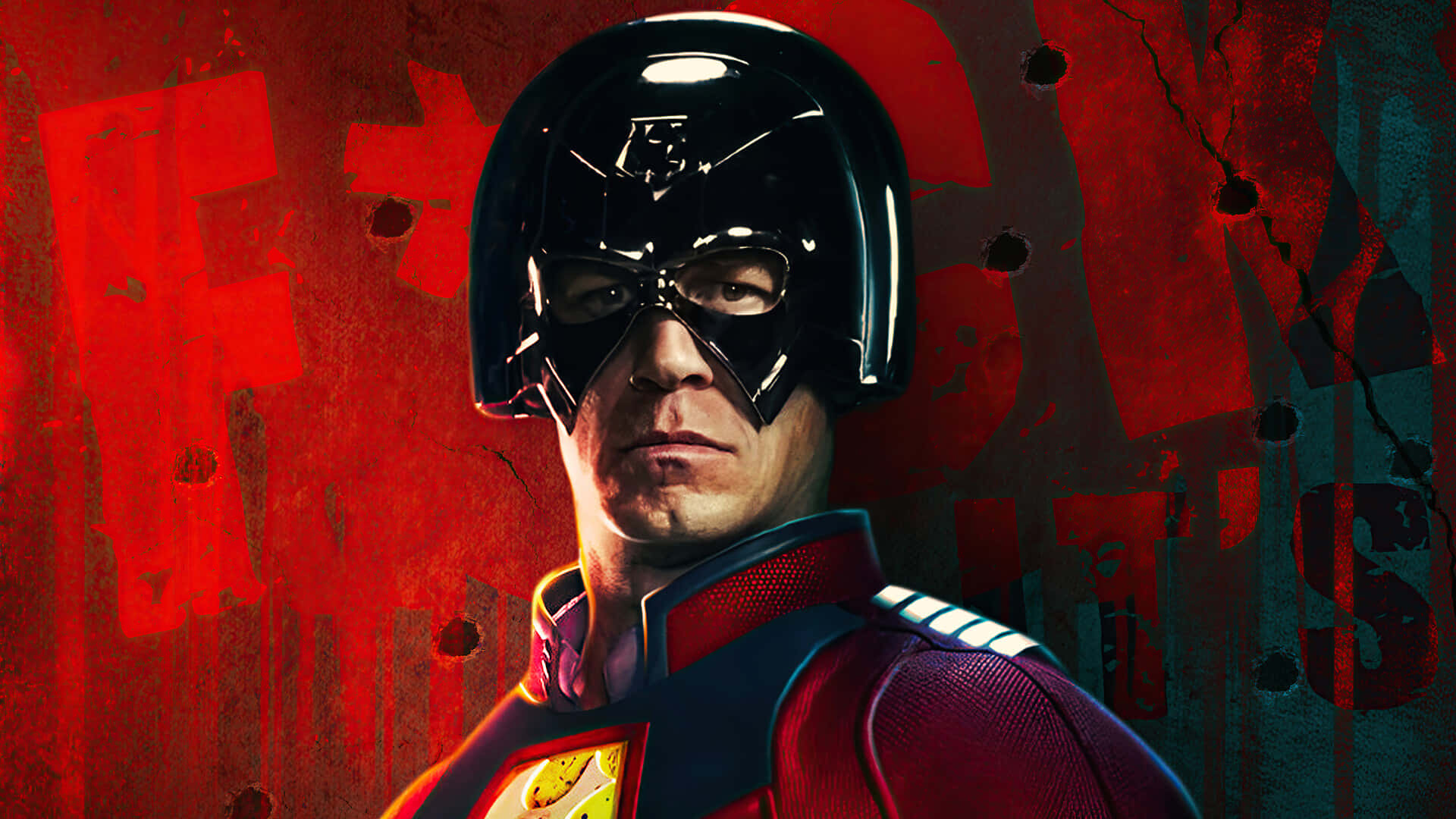 Peacemaker Superhero In An Action-packed Pose. Background
