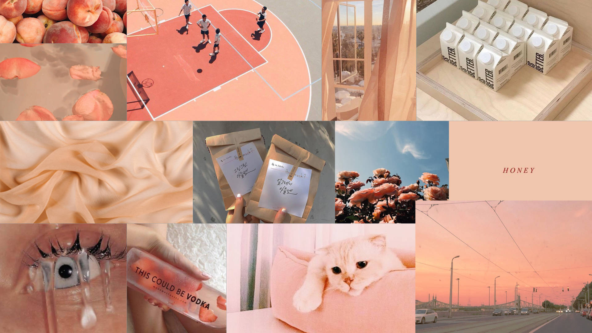 Peach Aesthetic Collage Laptop Background