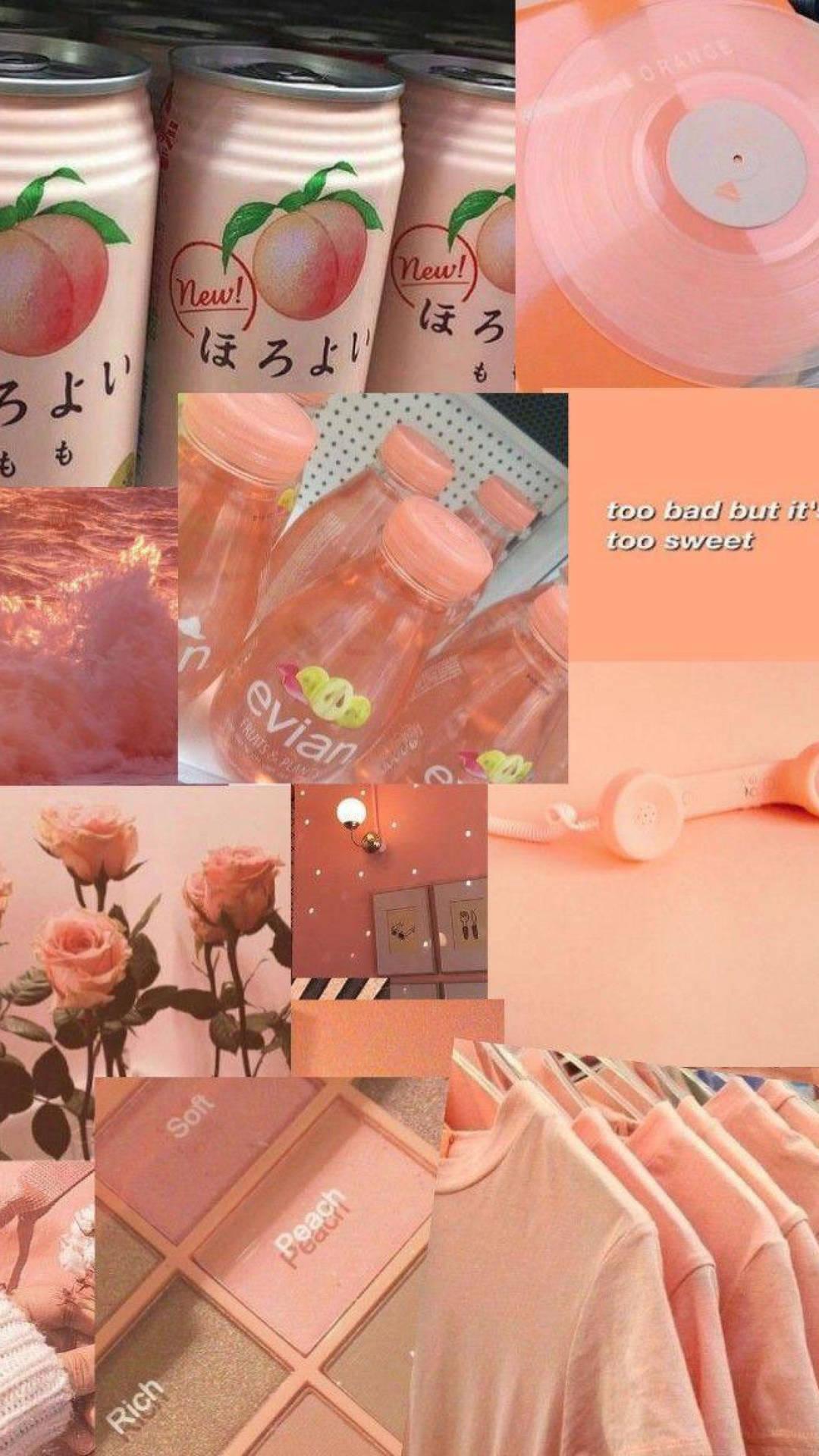 Peach Aesthetic Collage With Drinks Background