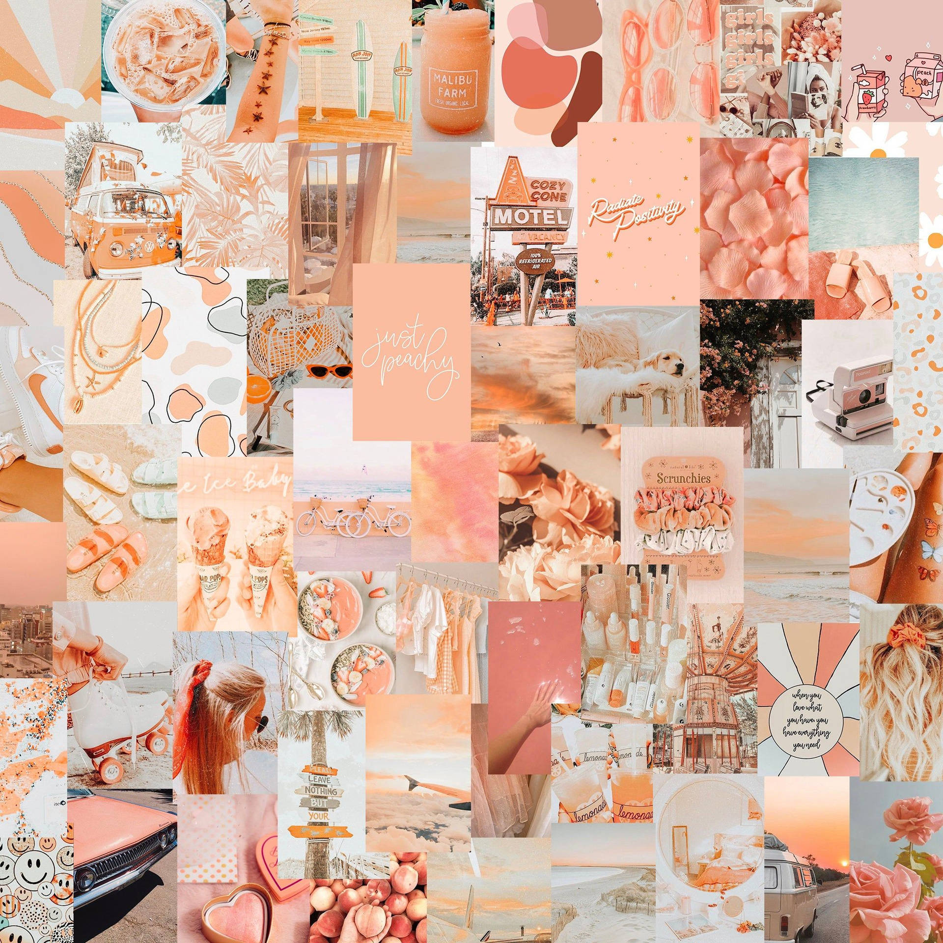 Peach Aesthetic Collage With Orange Tones Background