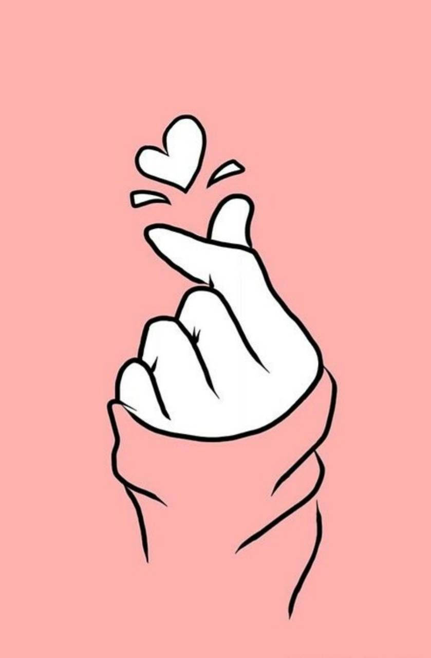 Peach Aesthetic Korean Finger Heart