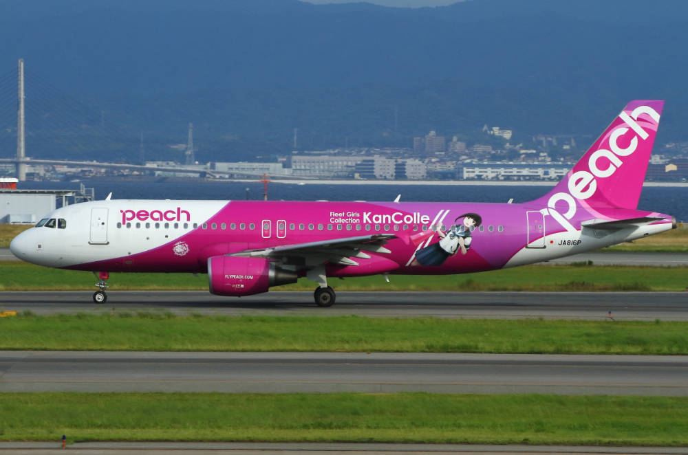 Peach Aviation Airplane On Runway Background