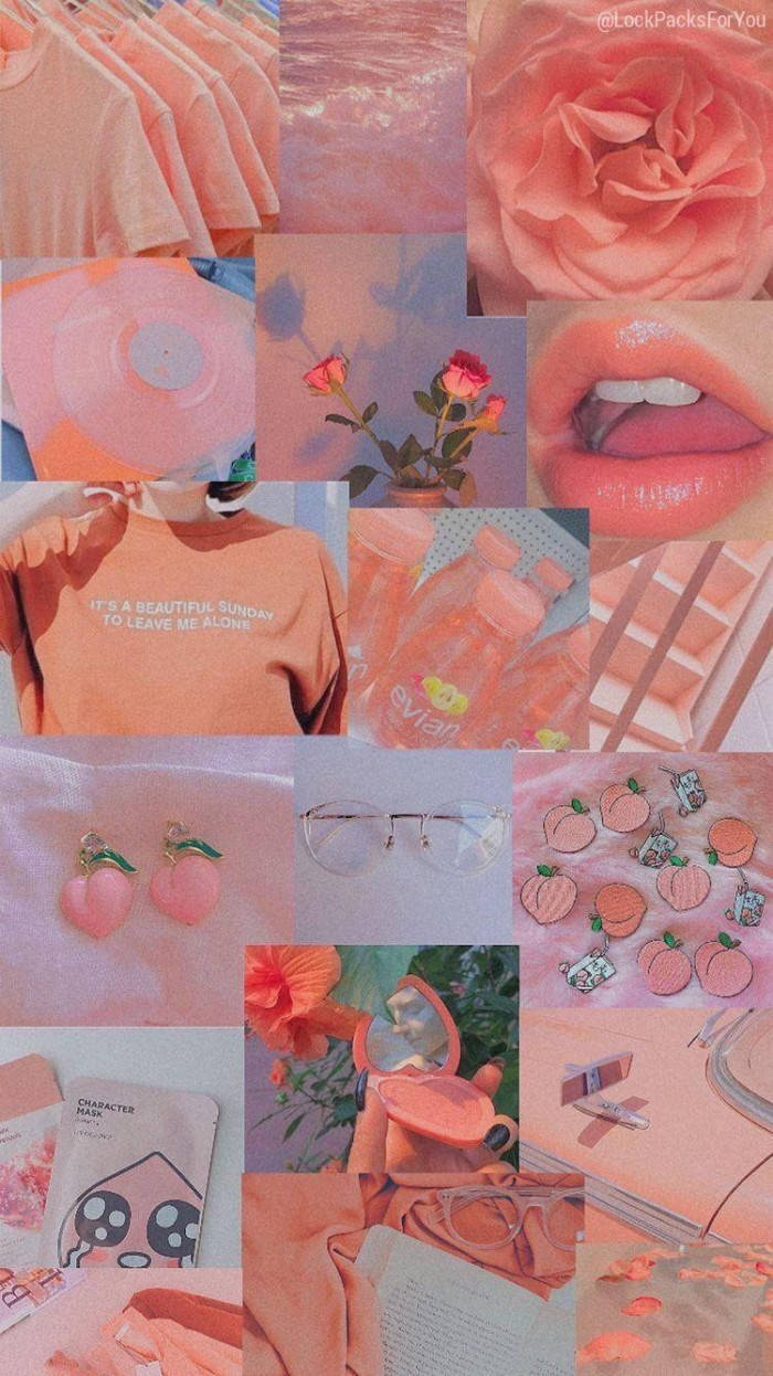 Peach Color Aesthetic Collage Background