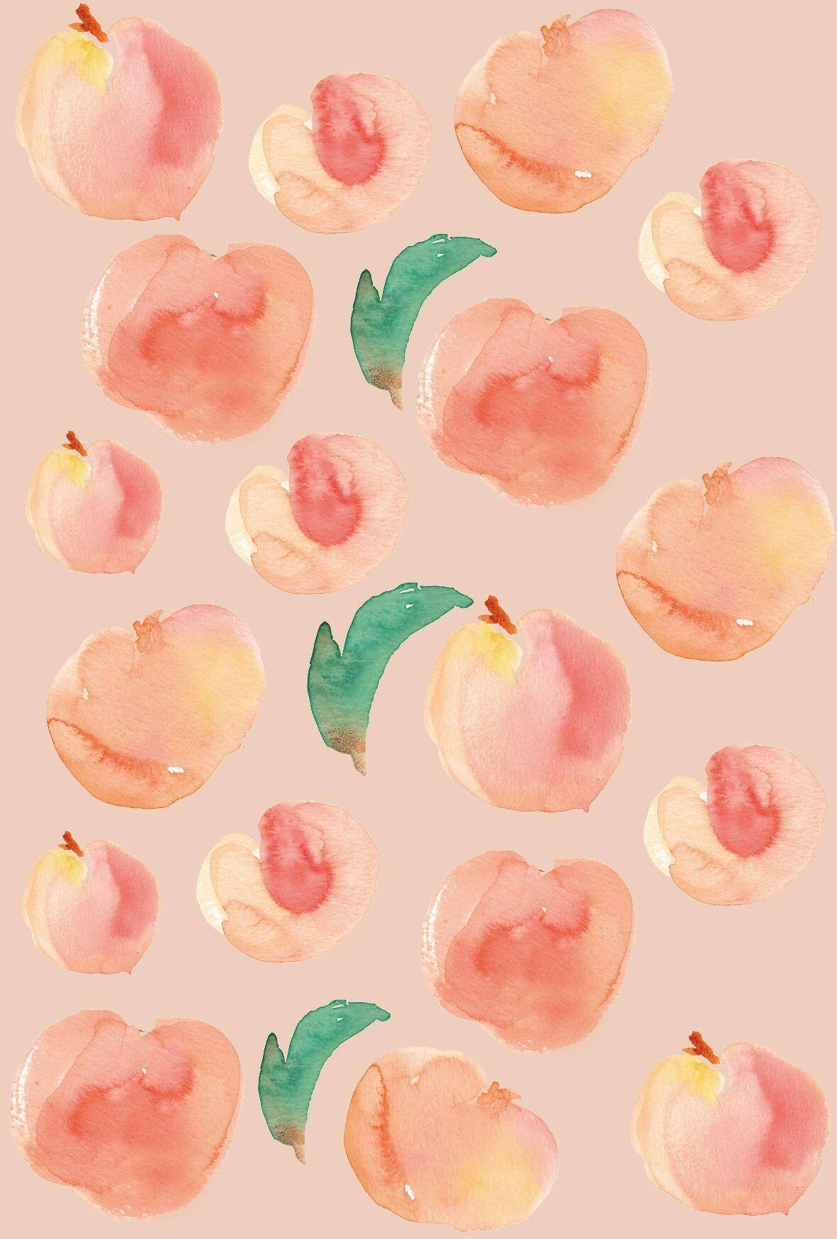Peach Fruit Watercolor Art