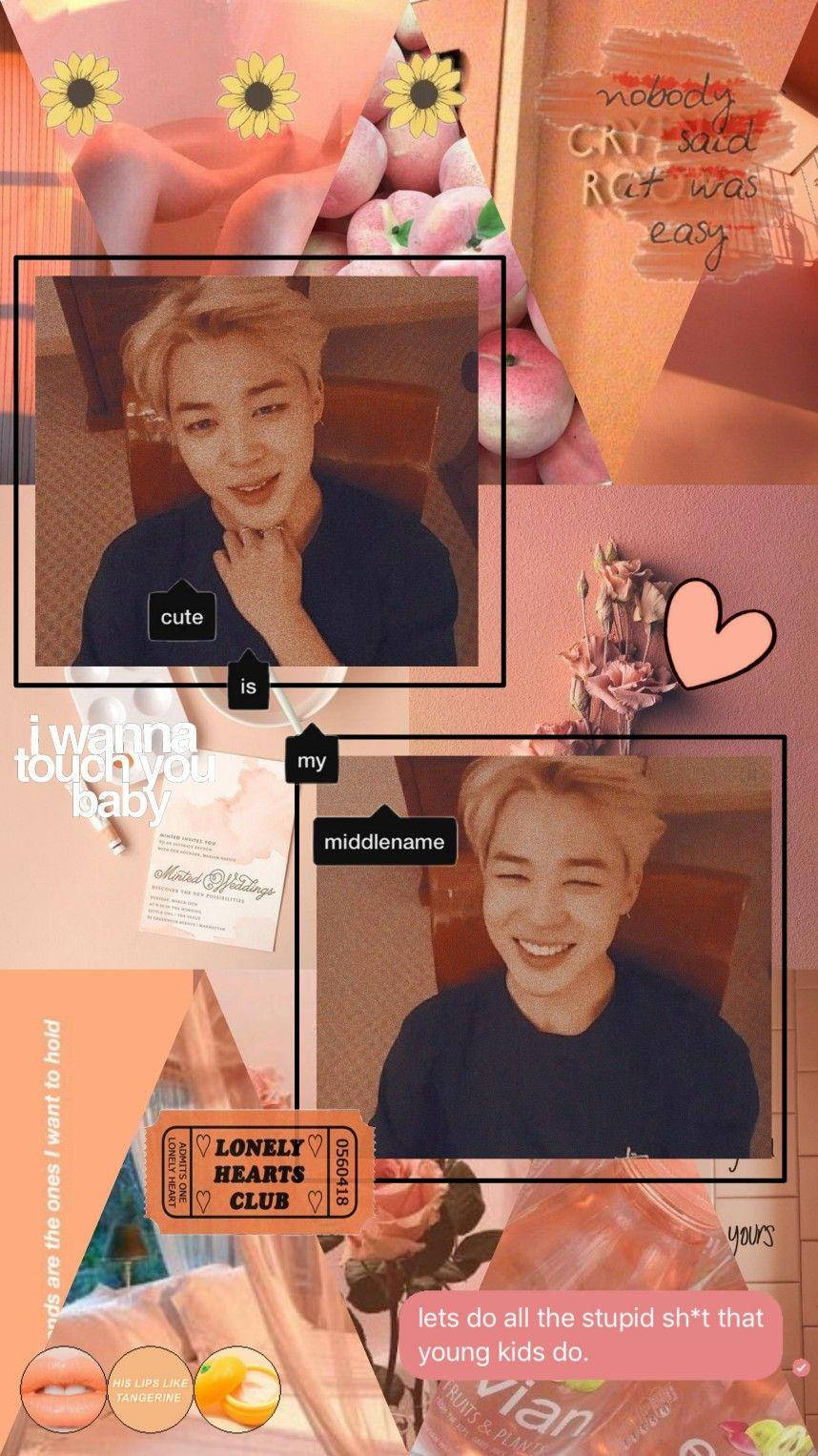 Peach Jimin Aesthetic Collage Background