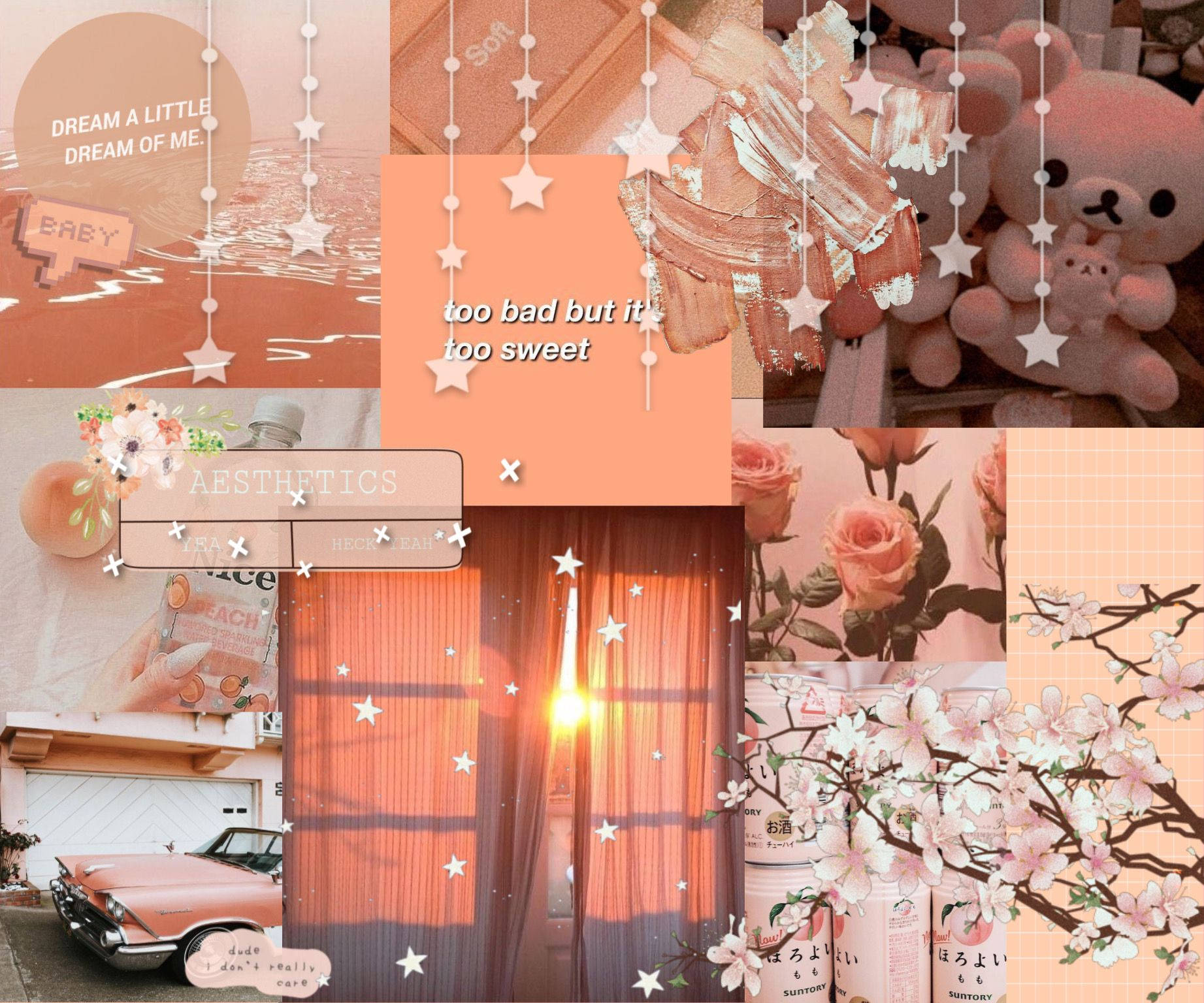 Peach Themed Collage With Stars Background