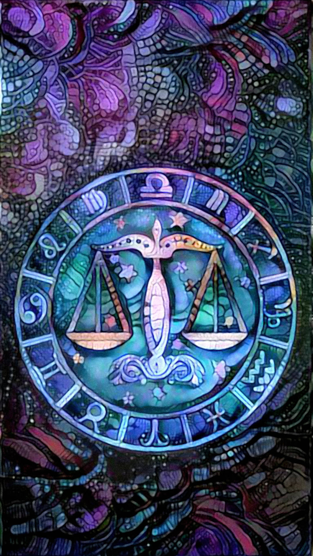 Peacock Libra Zodiac Mosaic Background