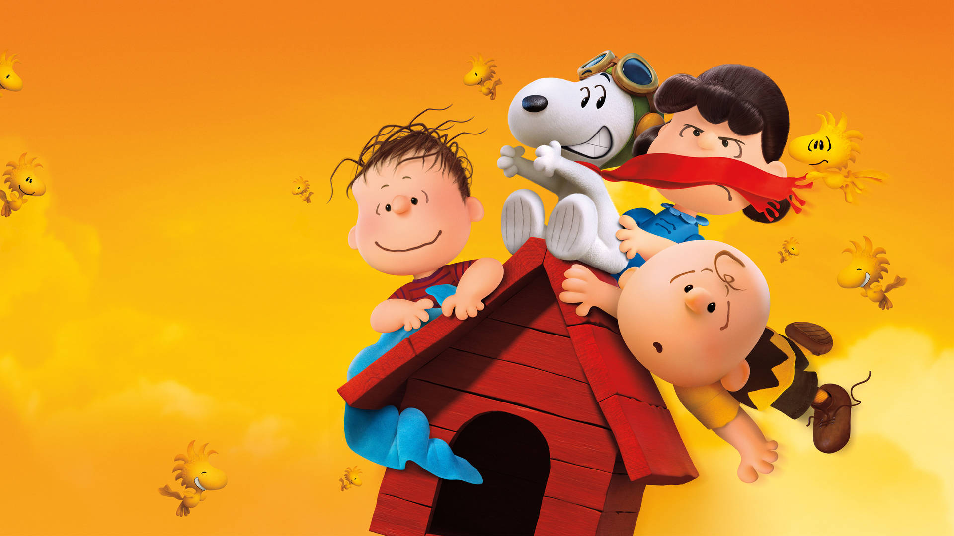 Peanuts Characters Flying Background
