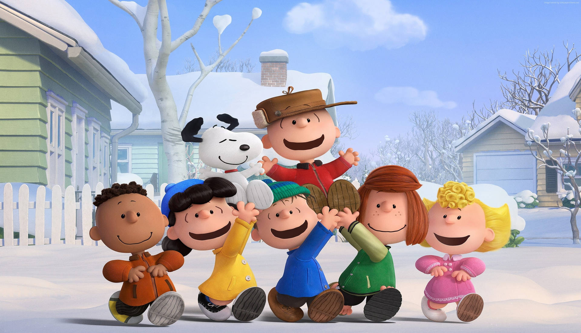 Peanuts Characters In Winter Background