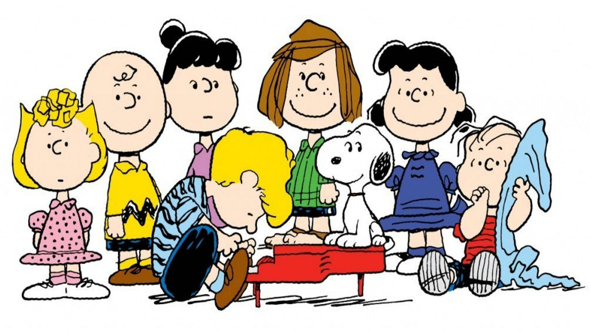Peanuts Characters Watching Schroeder Background