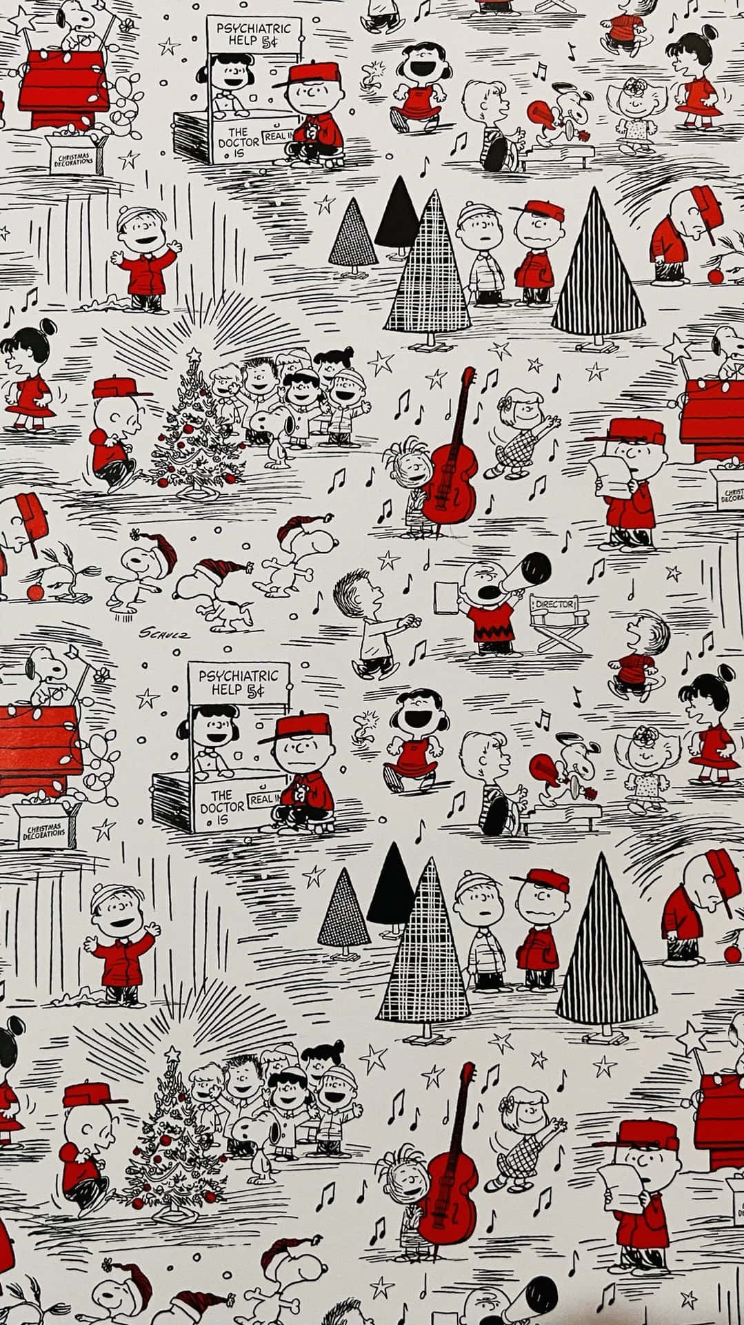 Peanuts Christmas Holiday Sketch Background