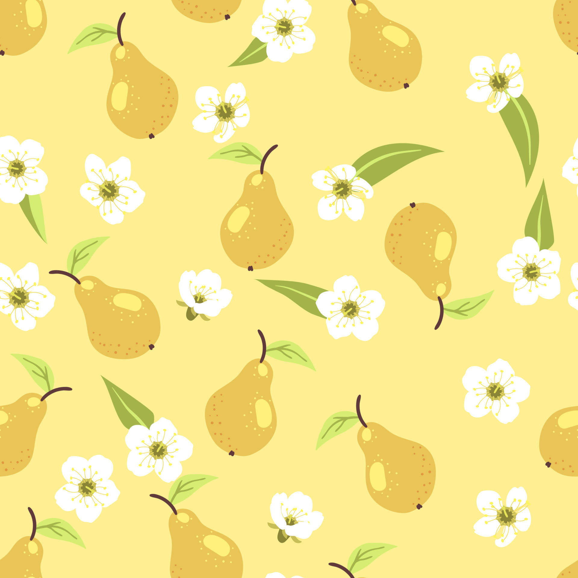 Pear Fruits Flower Background