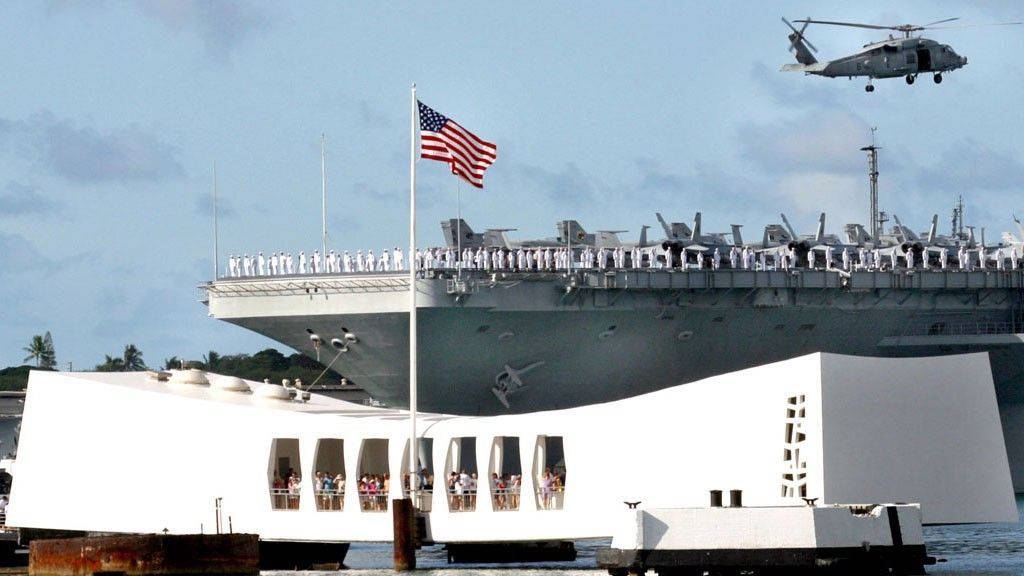Pearl Harbor Memorial And Aircraft Carrier Background