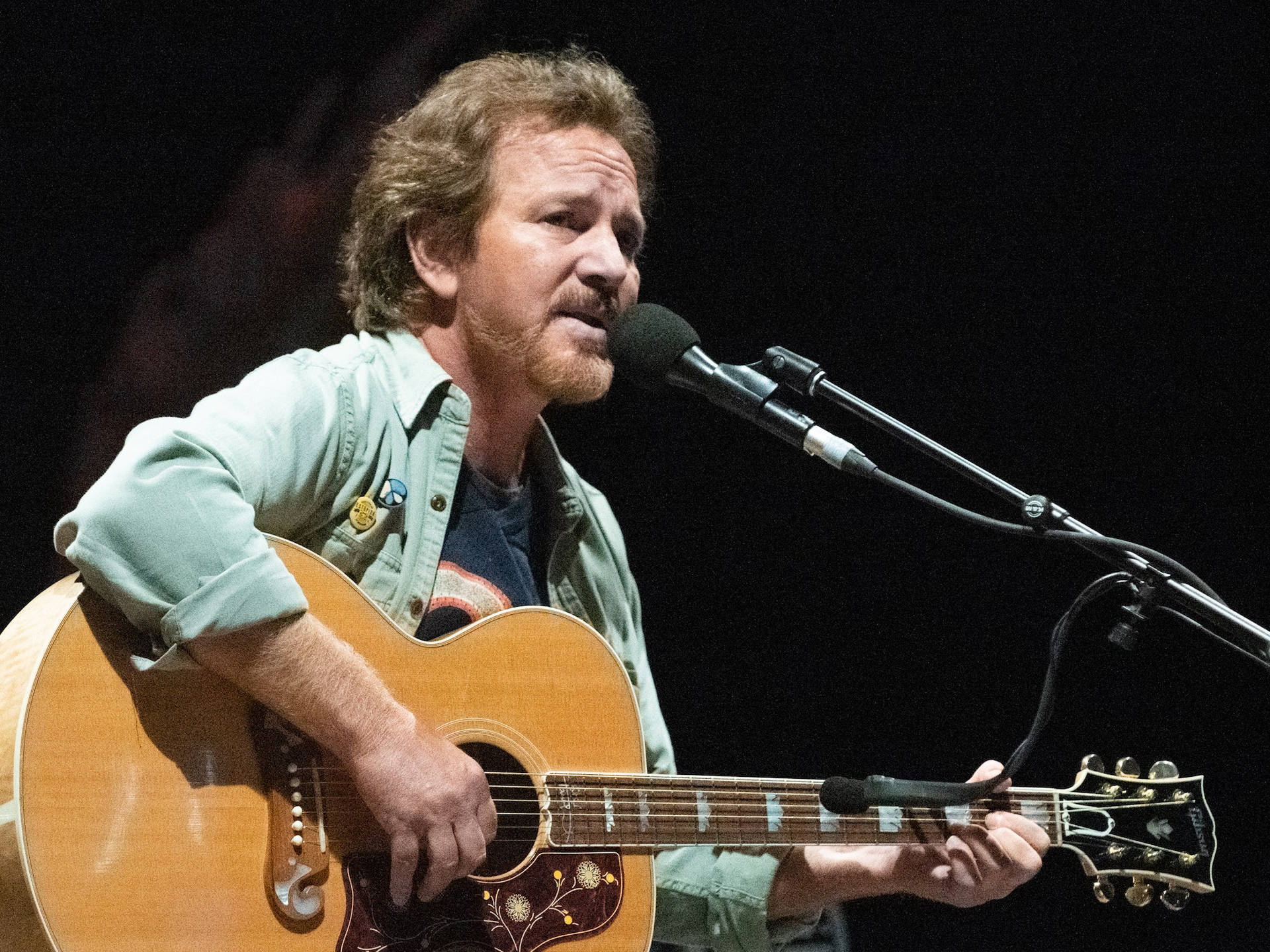 Pearl Jam Rock Band Eddie Vedder Singing Guitar Background
