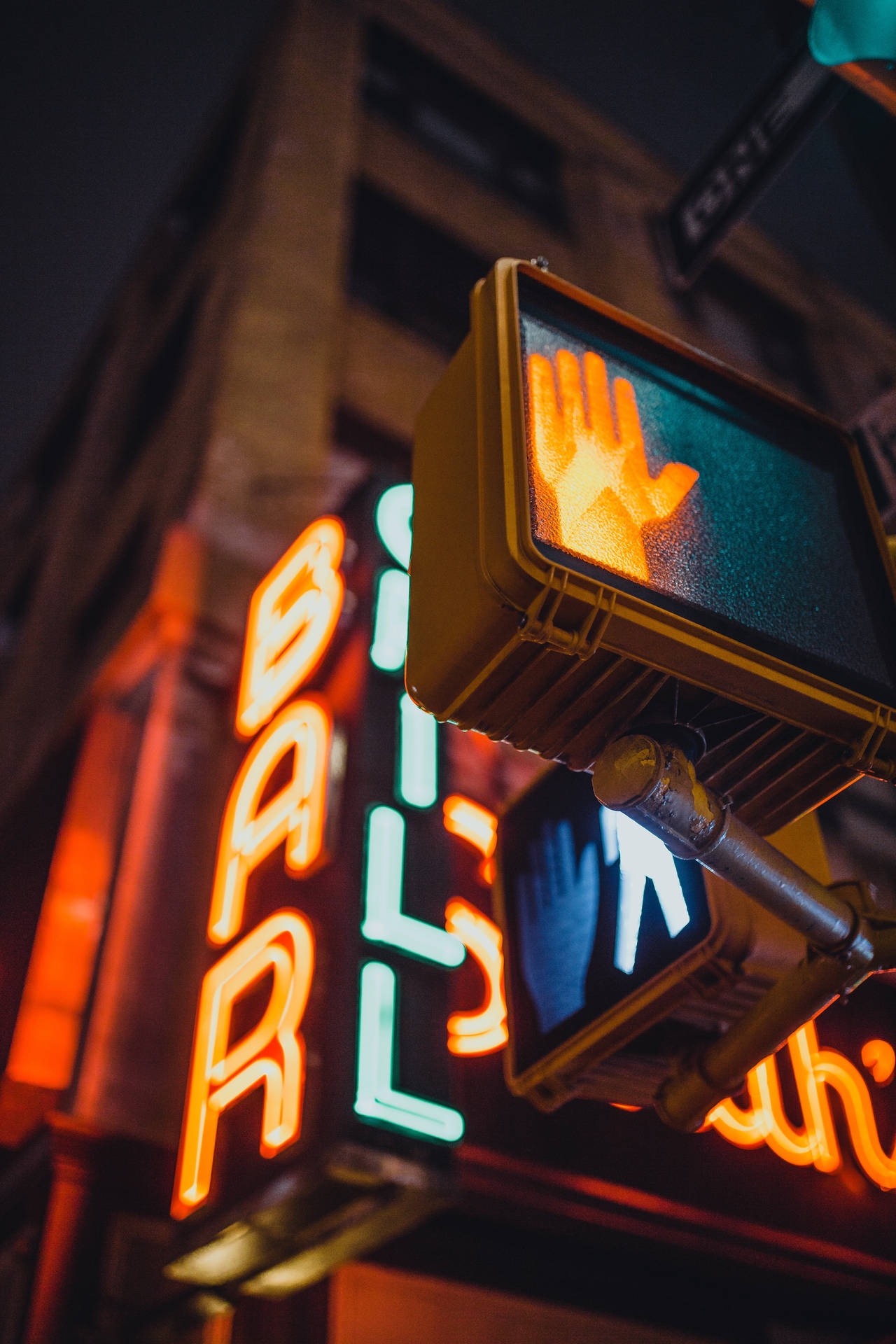 Pedestrian Neon Sign Background