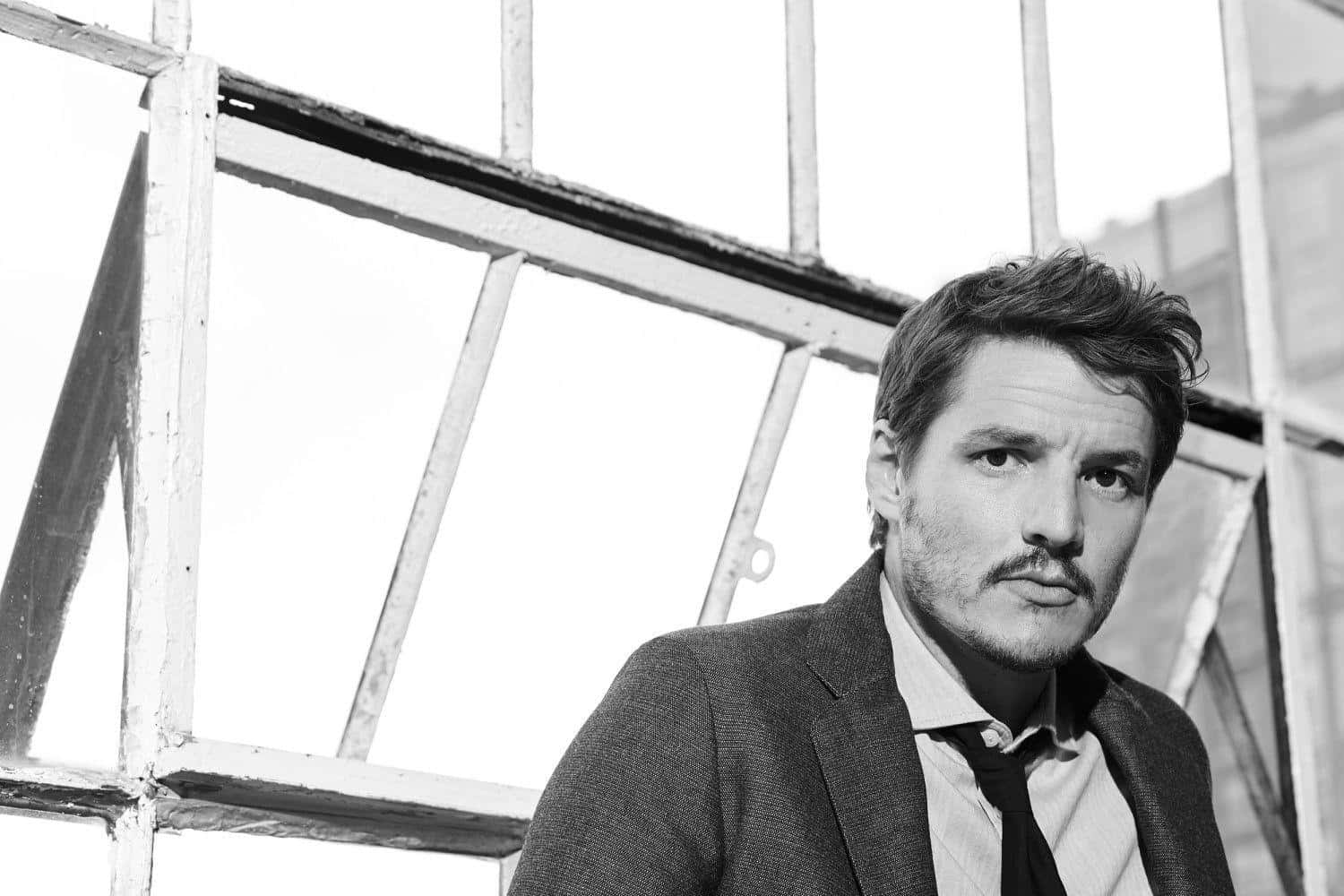 Pedro Pascal Blackand White Portrait Background