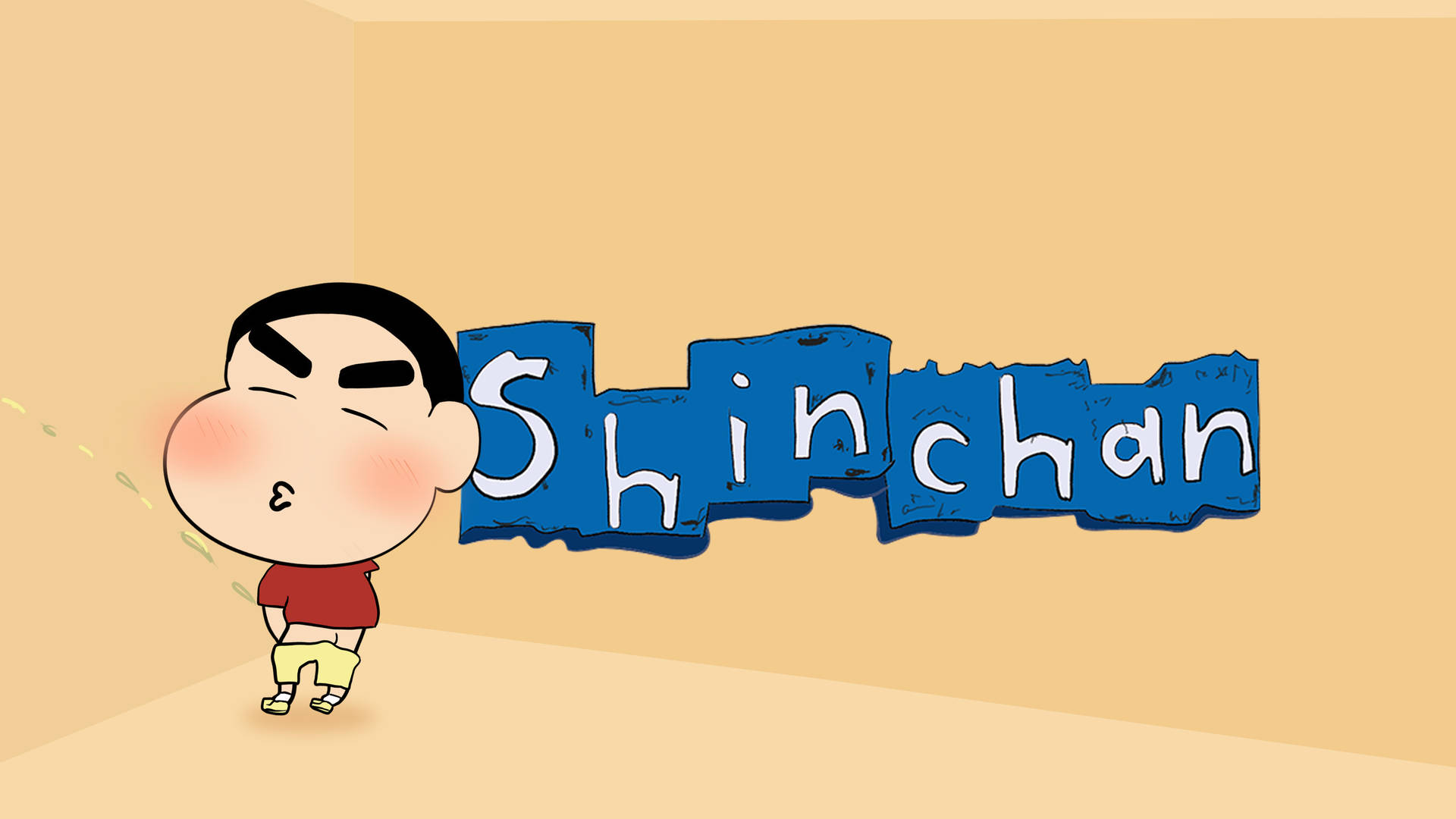 Peeing Shin Chan Cartoon Logo Background
