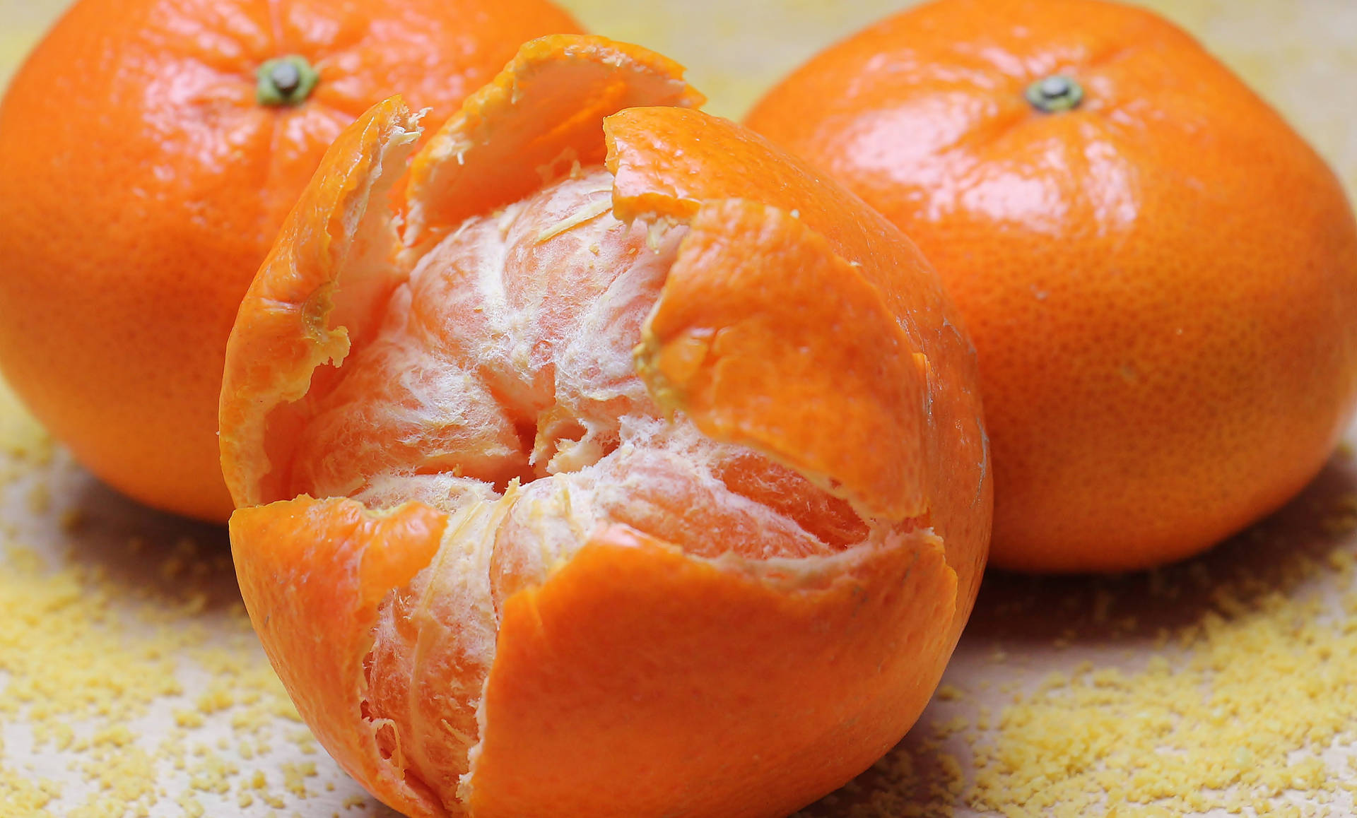 Peeled And Unpeeled Clementine Citrus Fruits