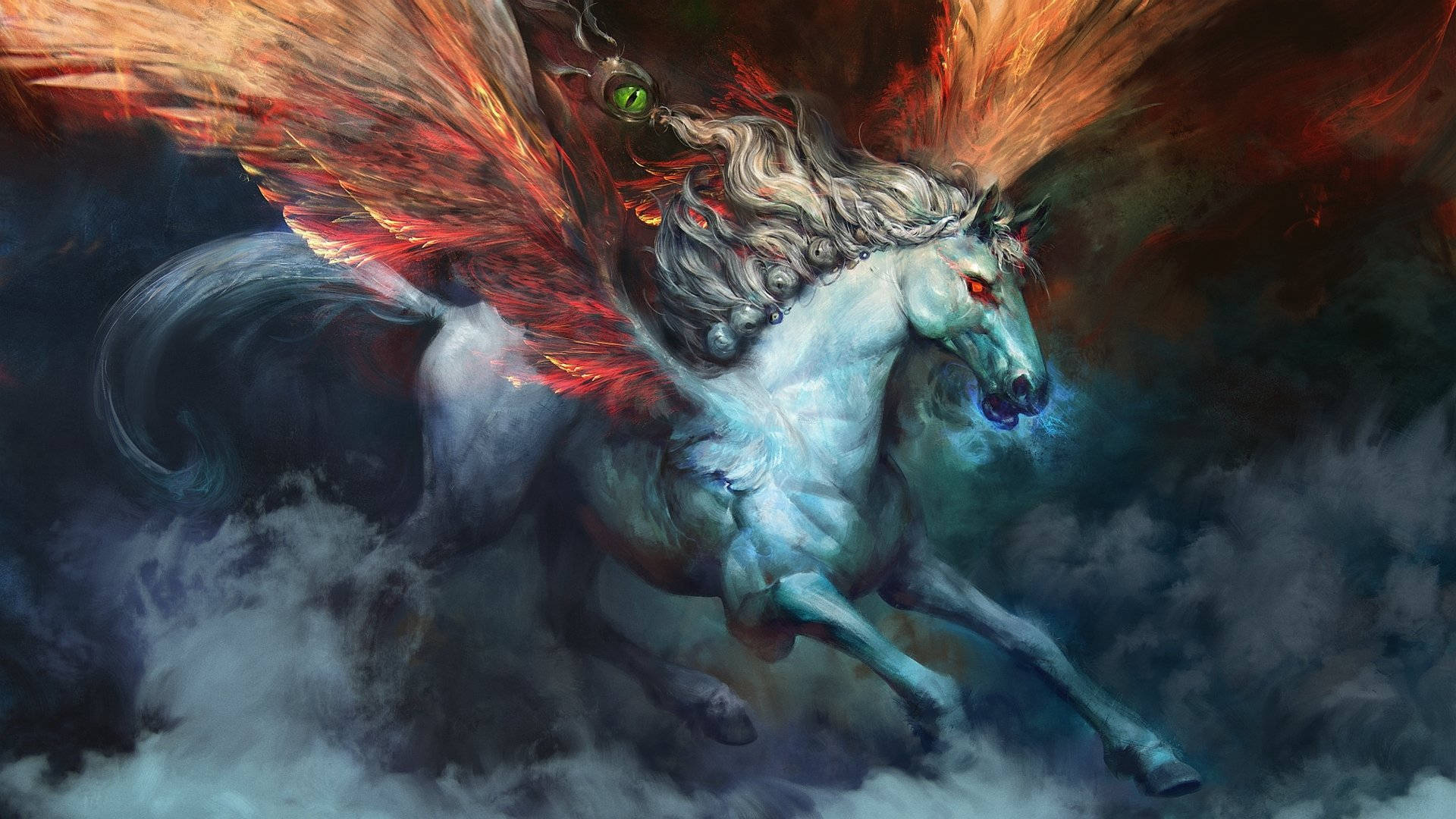 Pegasus With Fire Wings