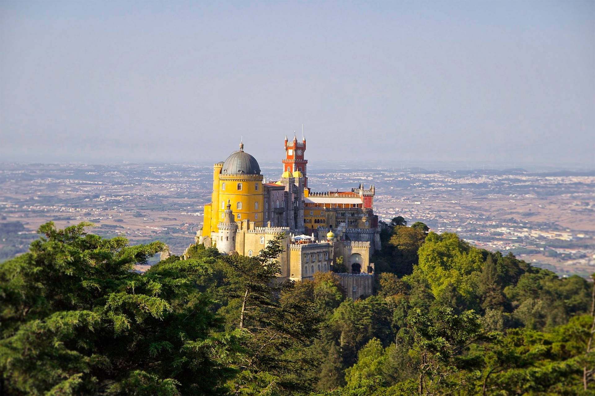 Pena Palace In Sintra At Daytime Background