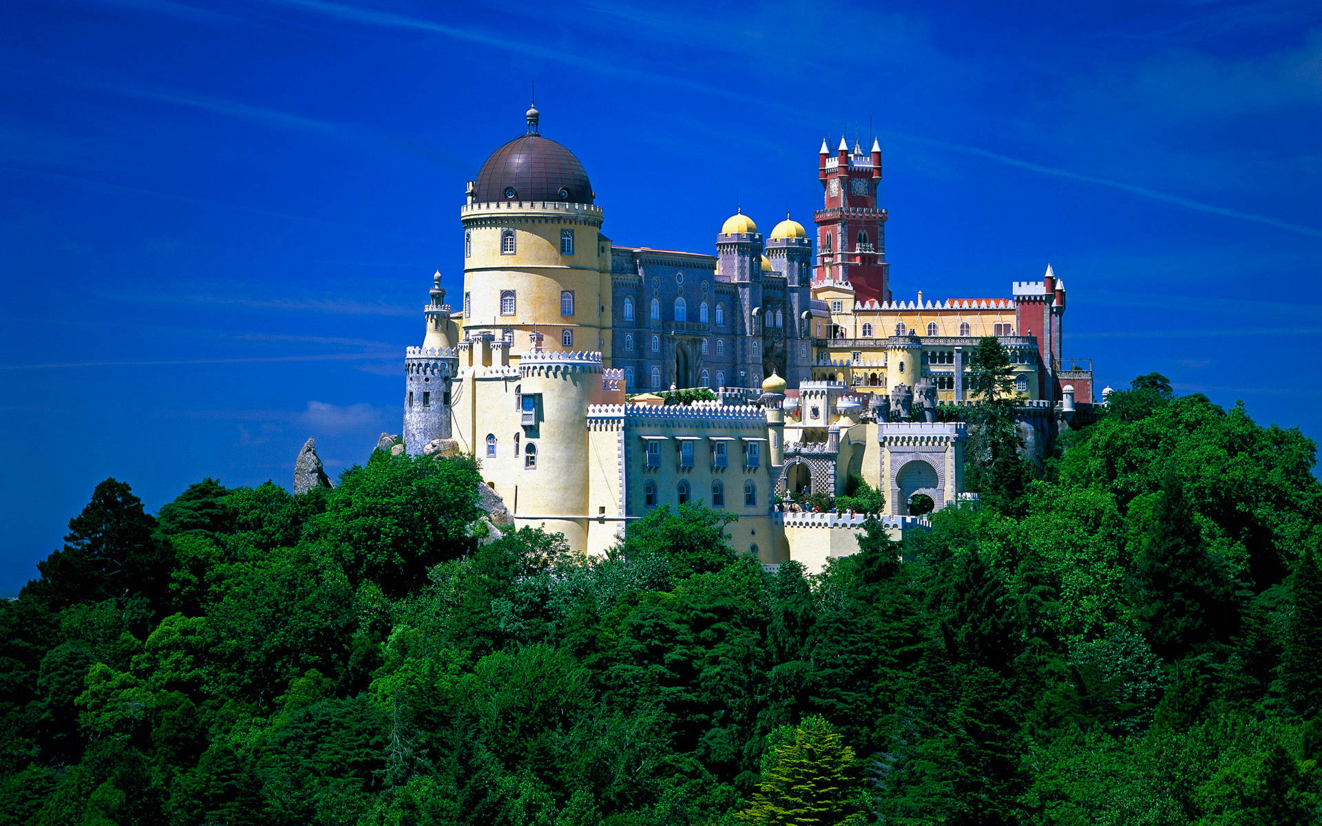 Pena Palace In Sintra Blue Sky Background