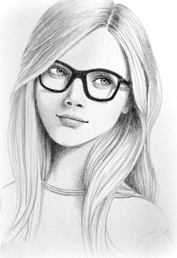 Pencil Aesthetic Girl Drawing Semi Realistic Background