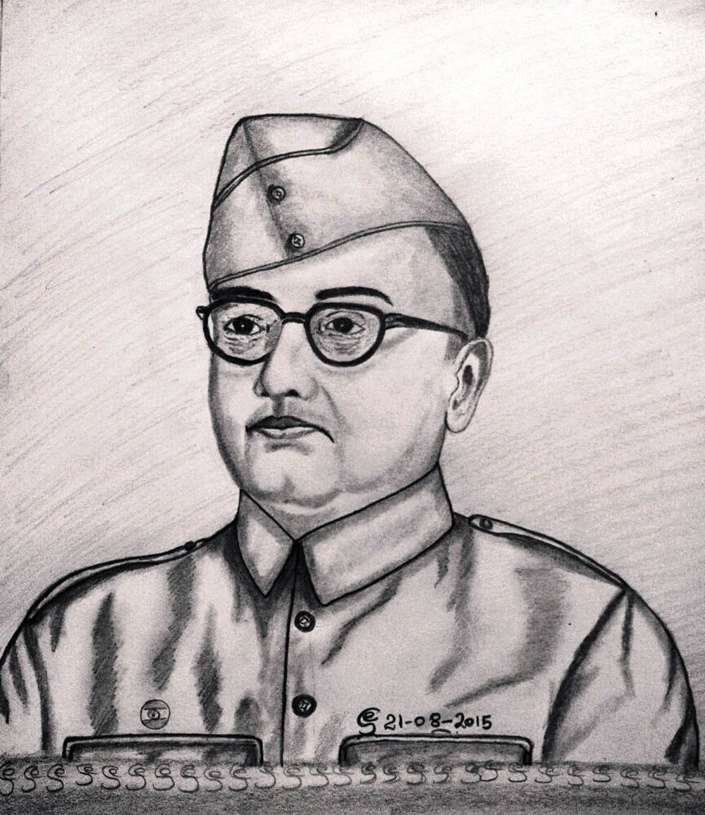 Pencil Drawing Of Netaji Background