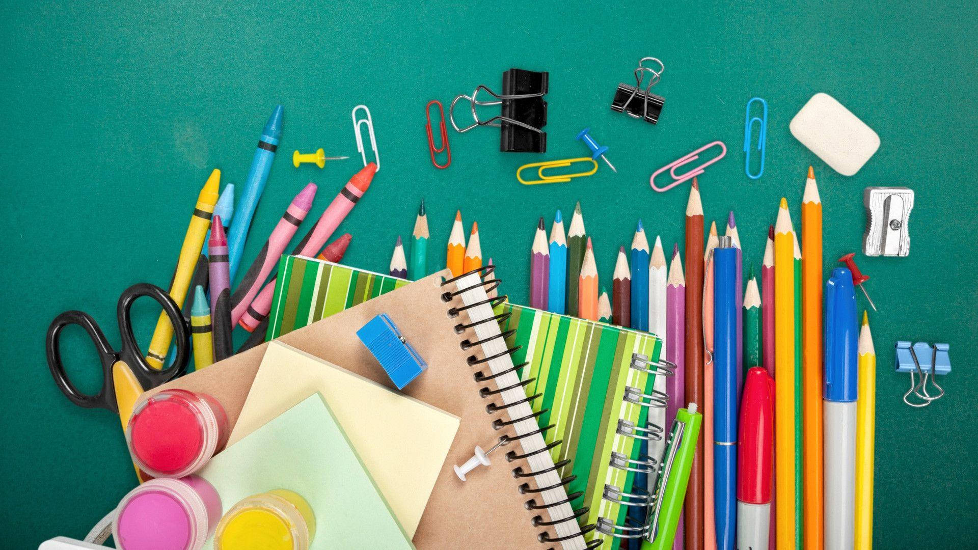 Pencils, Notebooks, And Scissors Education Background