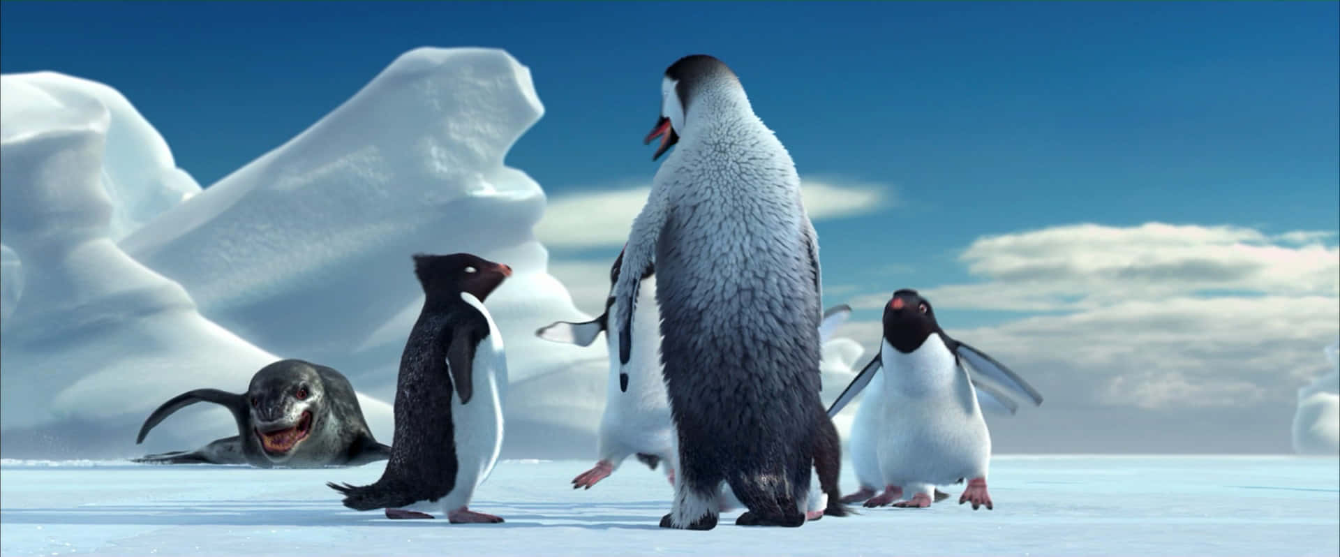 Penguins And Seal From Happy Feet Two Background