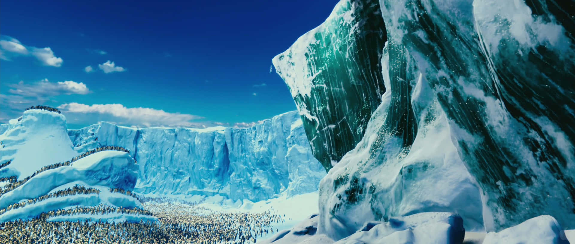Penguins On Ice From Happy Feet Two Background