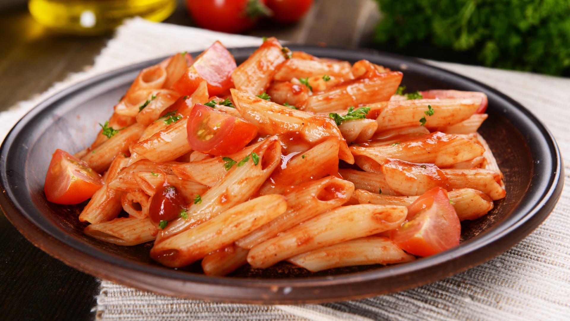 Penne Pasta With Red Sauce Background