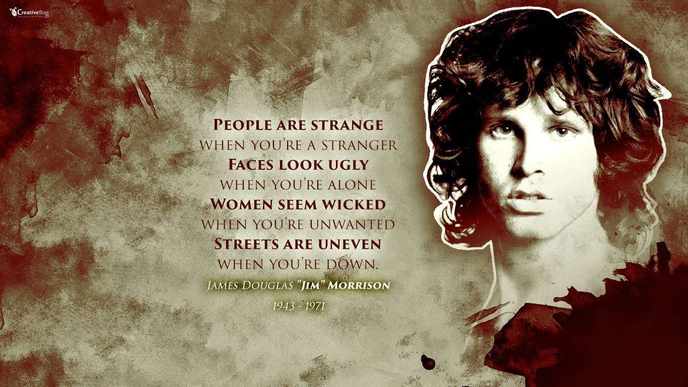 Pensive Jim Morrison With Inspirational Quote Background