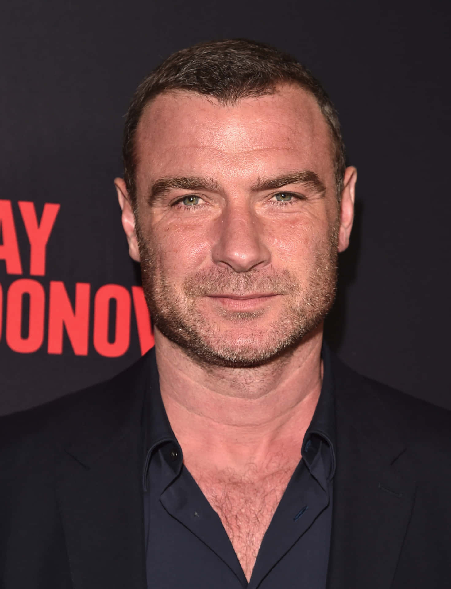 Pensive Liev Schreiber In A Black-and-white Shot. Background