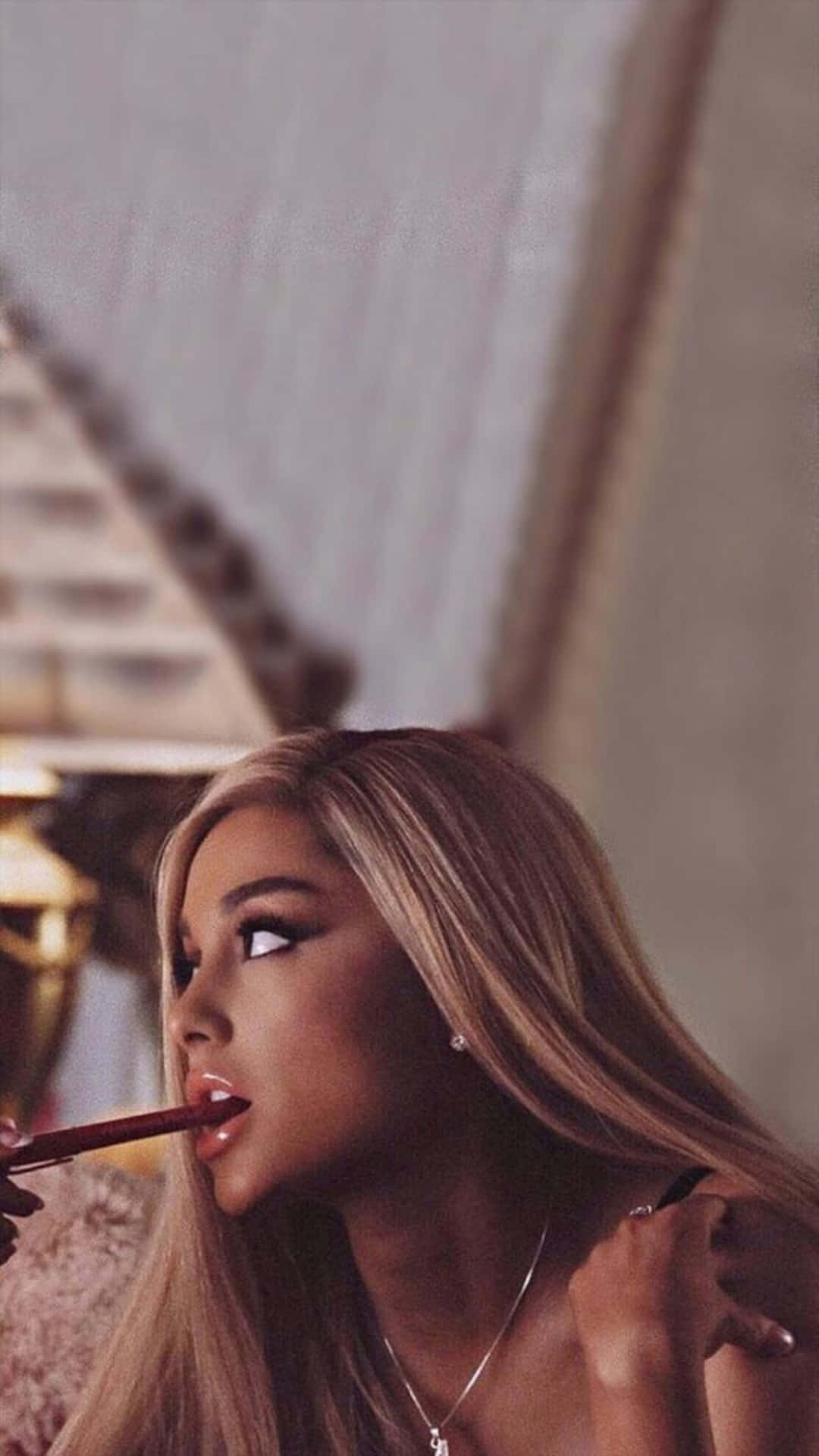 Pensive Lookwith Pencil Background