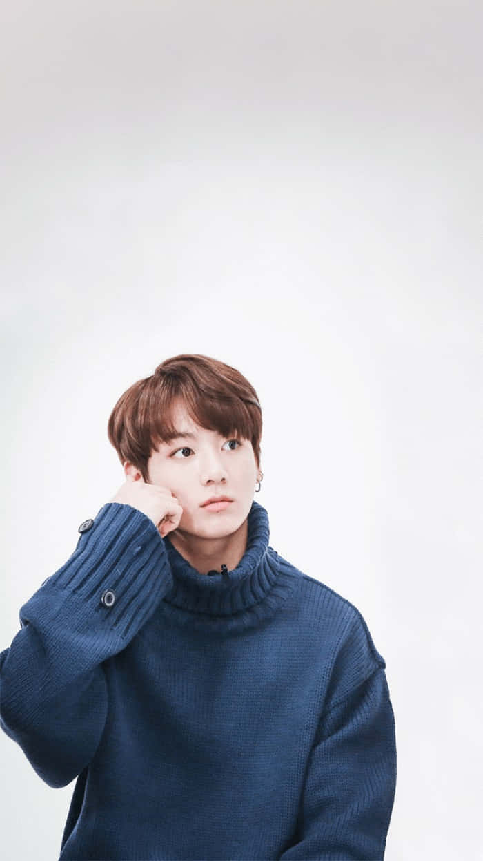Pensive Manin Blue Sweater Background